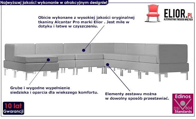 8-częściowy jasnoszary zestaw wypoczynkowy - Marsala 8D