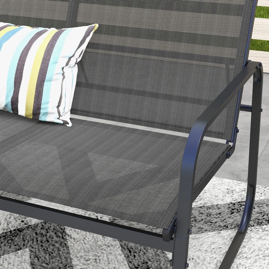 Zestaw mebli ogrodowych Outsunny 4-częściowy, zestaw ogrodowy z 1 dwuosobową sofą, 2 krzesłami, 1 stolikiem kawowym, zestaw wypoczynkowy, meble balkonowe do tarasu, siatka, czarne