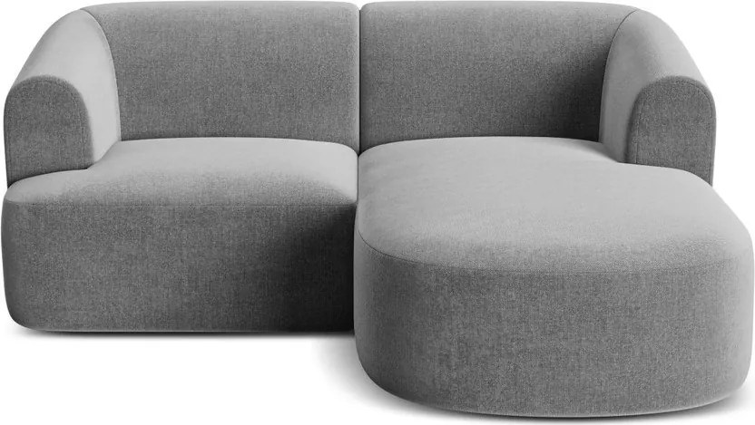 Jasnoszary aksamitny narożnik (prawostronny/z szezlongiem) Campi – Cosmopolitan Design