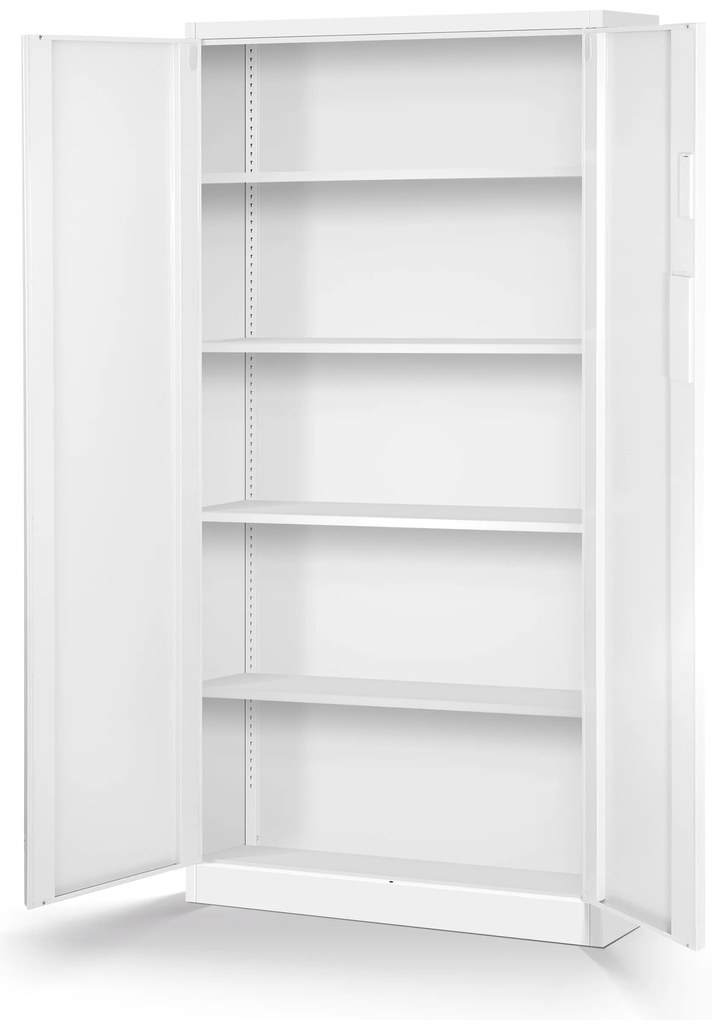 Biurowa szafa metalowa na akta DANIEL, 900 x 1850 x 400 mm, biała