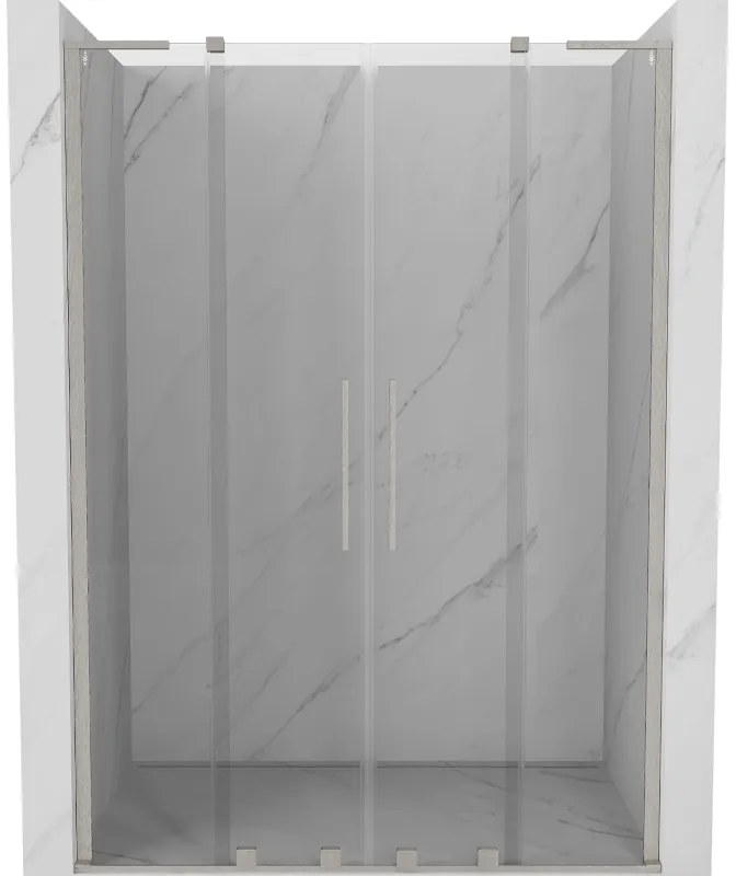 Mexen Velar L Duo drzwi prysznicowe rozsuwane 140 cm, transparent, nikiel szczotkowany - 871-140-003-02-97