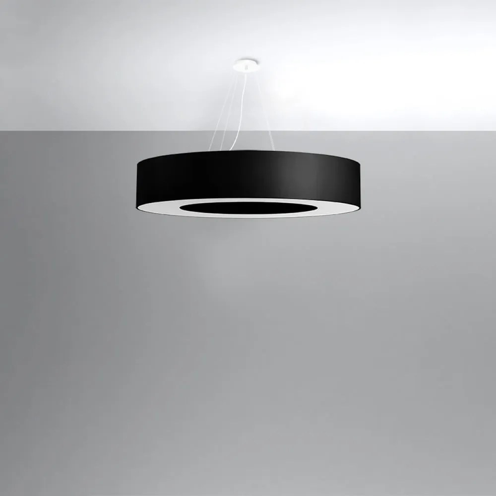 Czarna lampa wisząca z tekstylnym kloszem ø 90 cm Galata – Nice Lamps