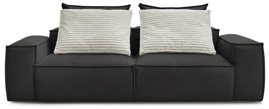 Czarna sofa z imitacji skóry 260 cm Boheme – Bobochic Paris