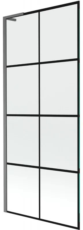 Mexen Next L parawan nawannowy 1-skrzydłowy 80 x 150 cm, czarna kratka,  gun gray szczotkowany - 895-080-000-03-77-66