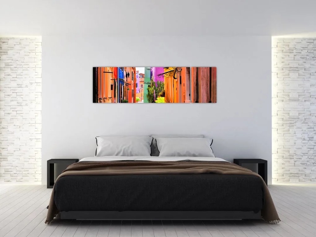 Obraz kolorowej włoskiej ulicy (170x50 cm)