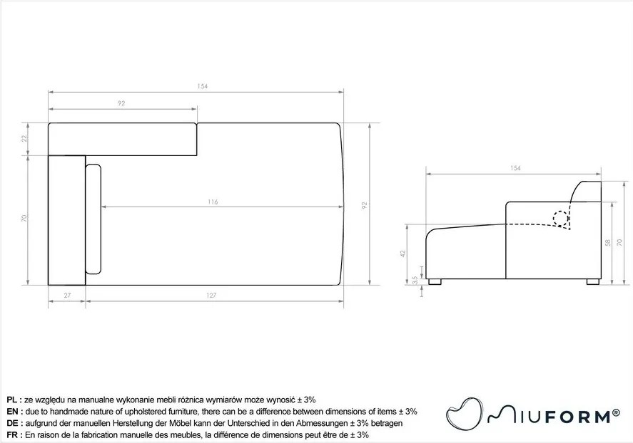 Beżowy moduł sofy (prawostronny) Flex Felix – Miuform
