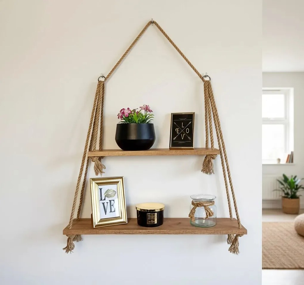 Nowoczesne półki wiszące dąb craft złoty M9-C38