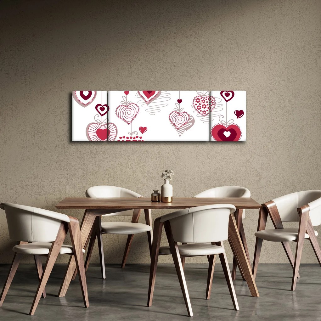 Obraz malowanych serc (170x50 cm)