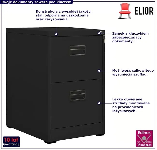 Czarny kontenerek na klucz pod biurko - Otwela 3X