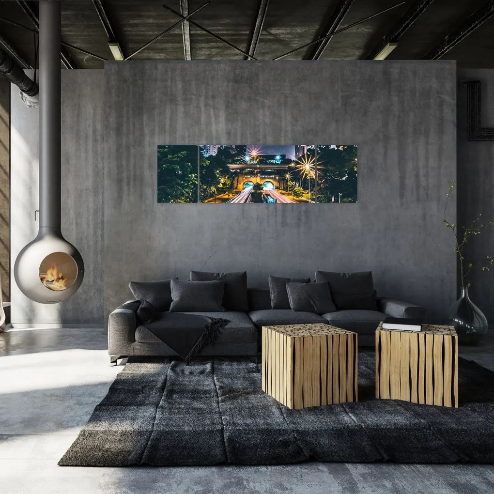 Obraz miasta nocą (170x50 cm)