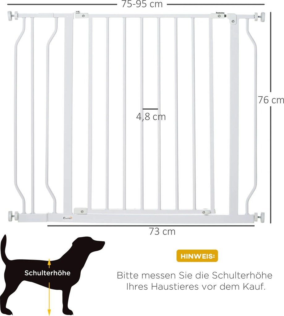 Drzwi zabezpieczające dla psów regulowana brama ochronna kratka biała 95x4x76cm | Aosom PL