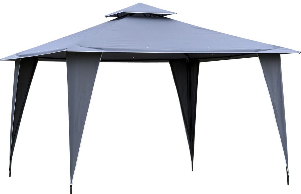 Outsunny Pawilon imprezowy z podwójnym dachem 3,5x3,5m Metal Poliester Szary Stabilny i stylowy | Aosom PL