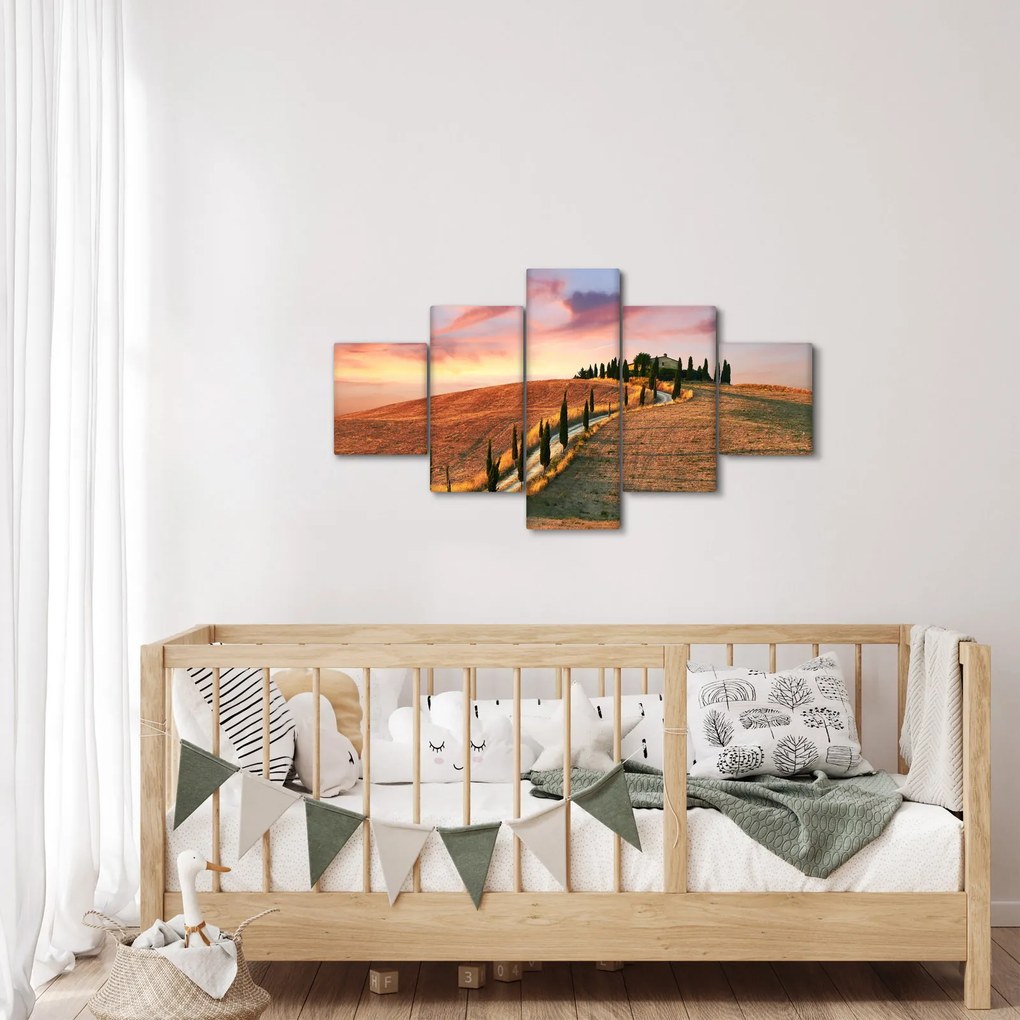 Obraz - Dom na wzgórzu, Toskania, Włochy (125x70 cm)
