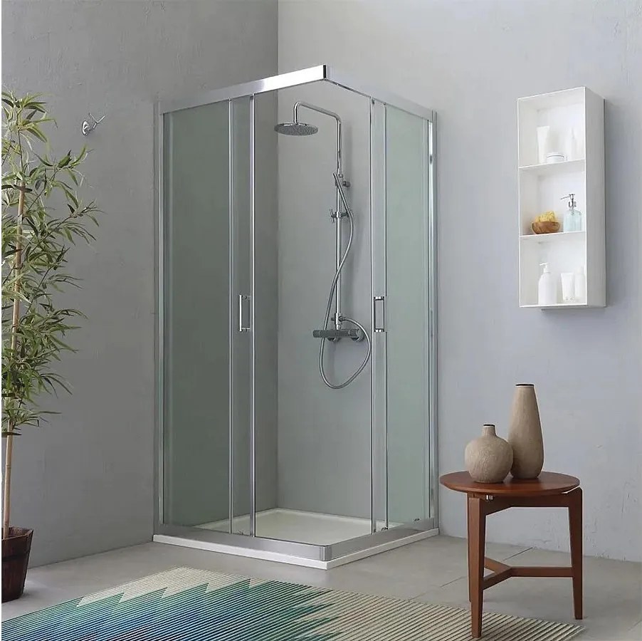 Nowoczesna kabina prysznicowa z płaskim profilem "Ferrara Two" ze szkła hartowanego i aluminium cm 70x90 195h