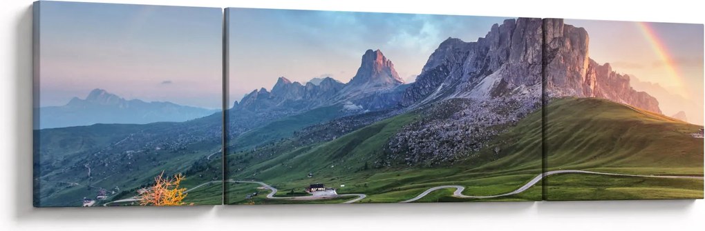 Obraz tęczy nad skałami (170x50 cm)