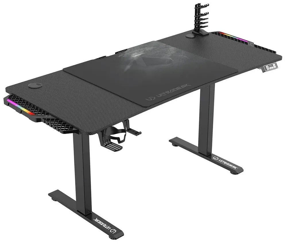 Biurko gamingowe LEVEL V2 LED czarne ULTRADESK
