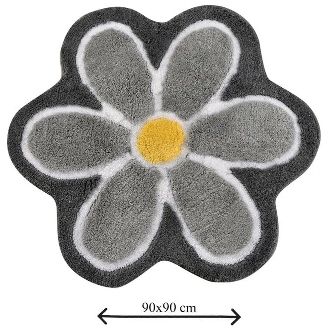 Szary dywanik łazienkowy ø 90 cm Flower – Foutastic