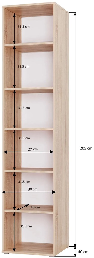 Nowoczesny regał słupek 30 cm szary grafit G6-N10