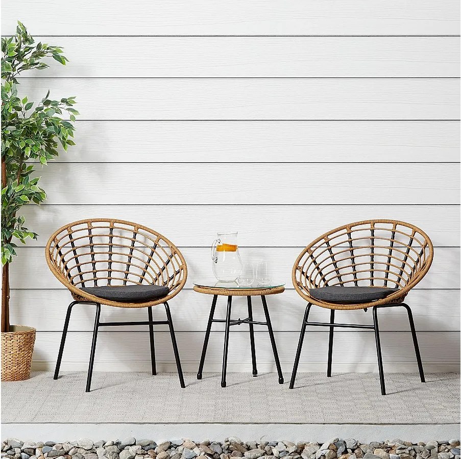 Zestaw mebli ogrodowych 68x77,5x55 cm naturalny rattan