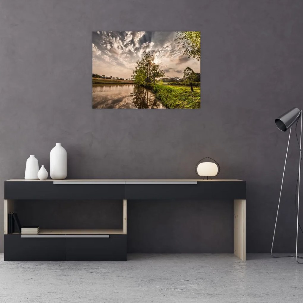 Obraz na szkle - natura z promieniami (70x50 cm)