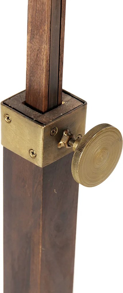 Industrialna lampa podłogowa brązowa z drewnem regulowanym - Haicha