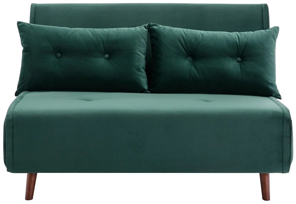 Kanapa 2-osobowa rozkładana z weluru butelkowa zieleń – URIBIA