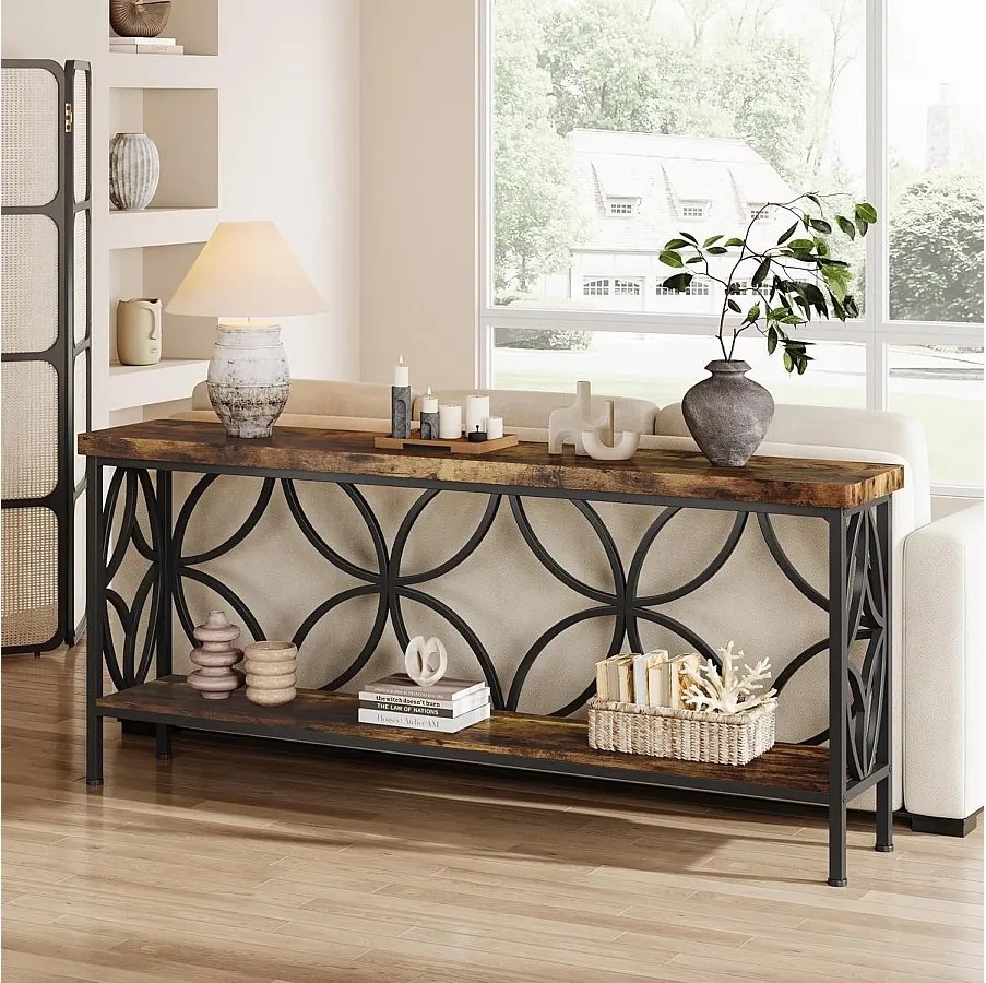 160 cm wąski stolik kawowy - długi stolik kawowy w stylu industrialnym za sofą