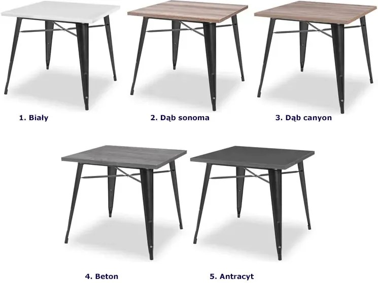 Kwadratowy metalowy stół restauracyjny beton - Amateo 3X