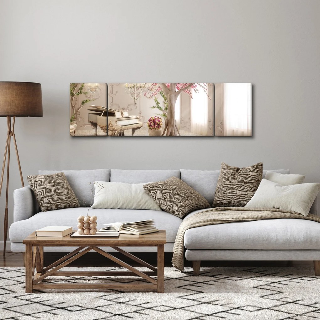 Obraz - Wymarzone wnętrze z fortepianem (170x50 cm)
