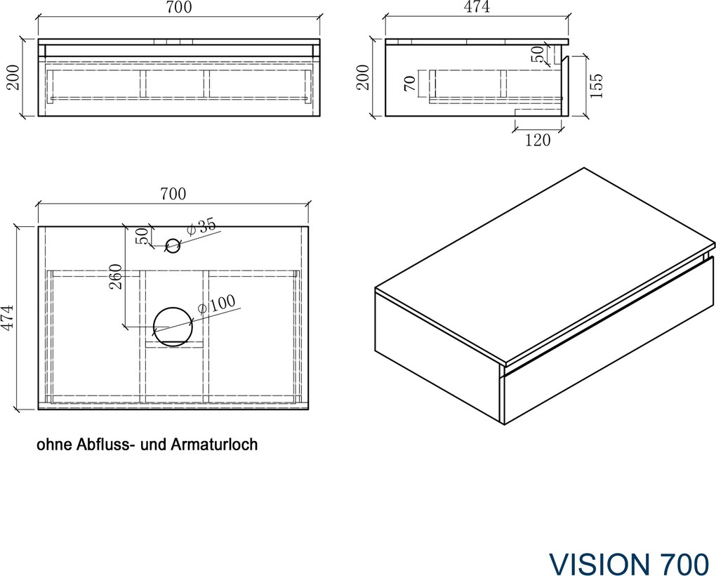Szafka podumywalkowa Vision 700