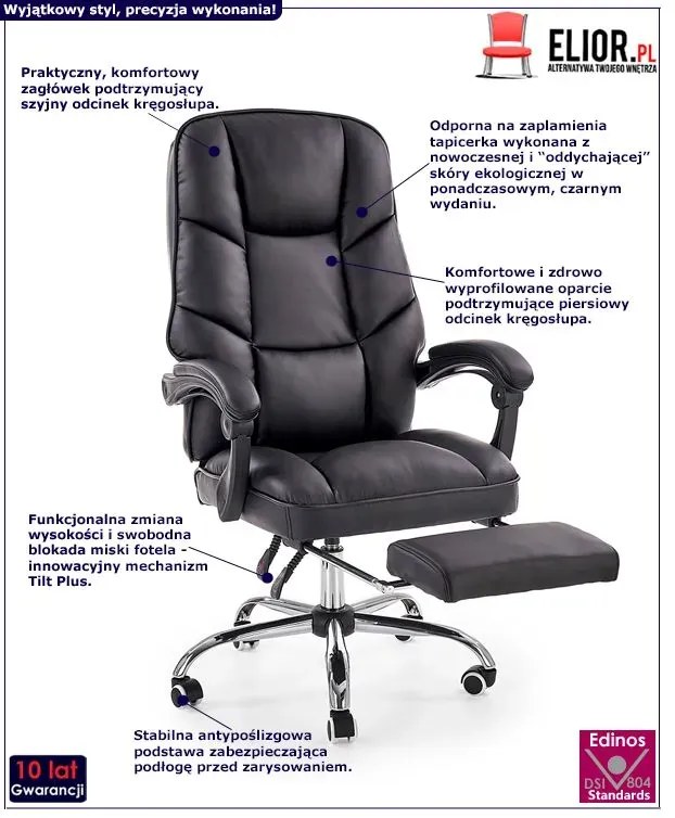 Ergonomiczny Fotel Czarny Gabinetowy Obrotowy Dowolny S4-Z83