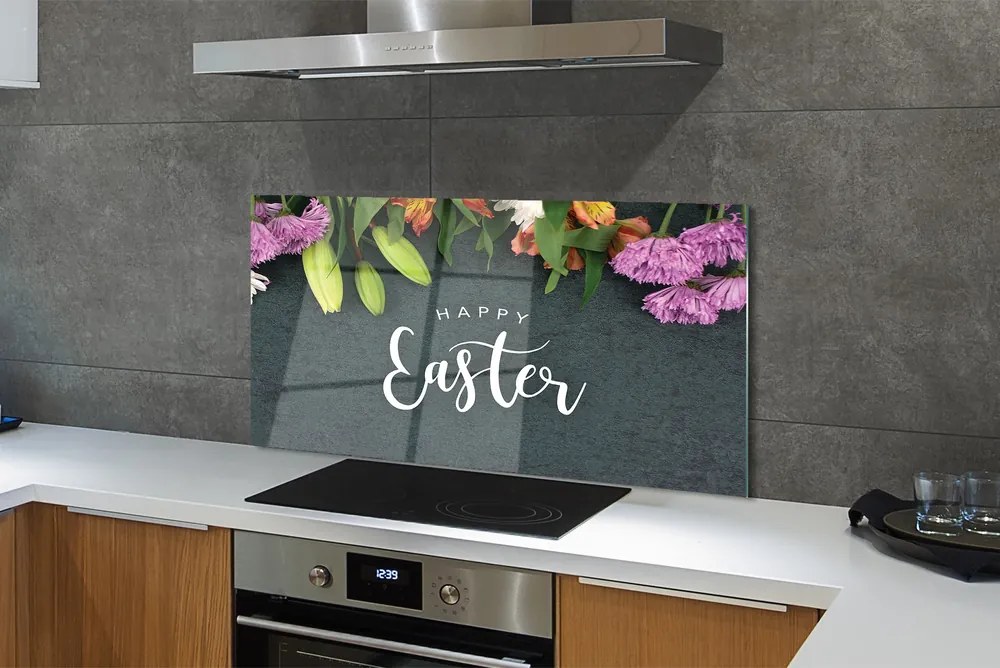 Szkło do Kuchni na Ścianę Wielkanocna Kompozycja Kwiatowa