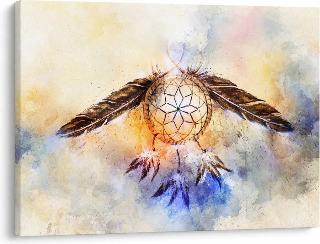 Obraz - Łapacz snów z piórami (70x50 cm)
