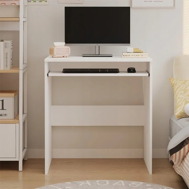 Biurko Komputerowe Białe 70 cm – Loft z Półką na Klawiaturę