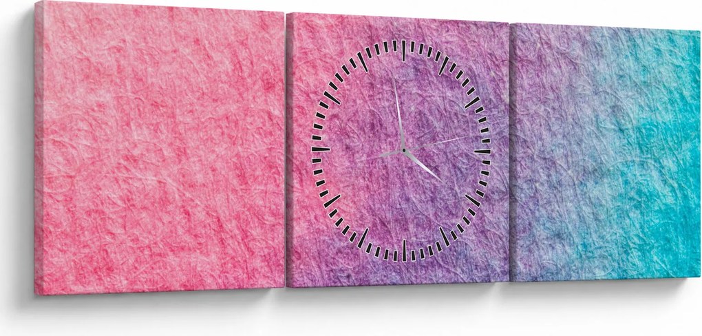 Obraz kolorowej tekstury (z zegarem) (90x30 cm)