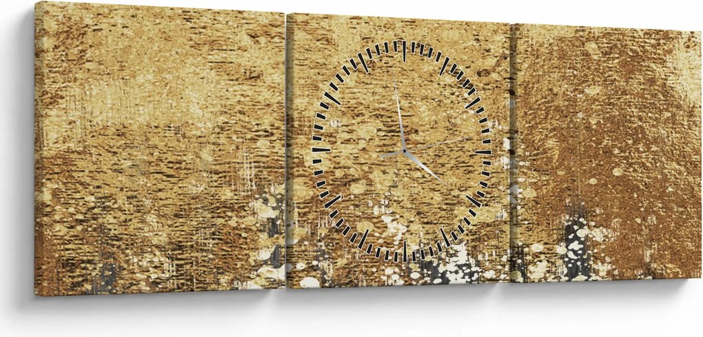 Obraz - Złota struktura N⁰3 (z zegarem) (90x30 cm)