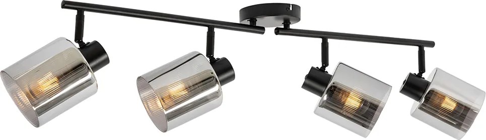 Plafon z reflektorami czarny z przydymionym szkłem 4-światła regulowane - Laura