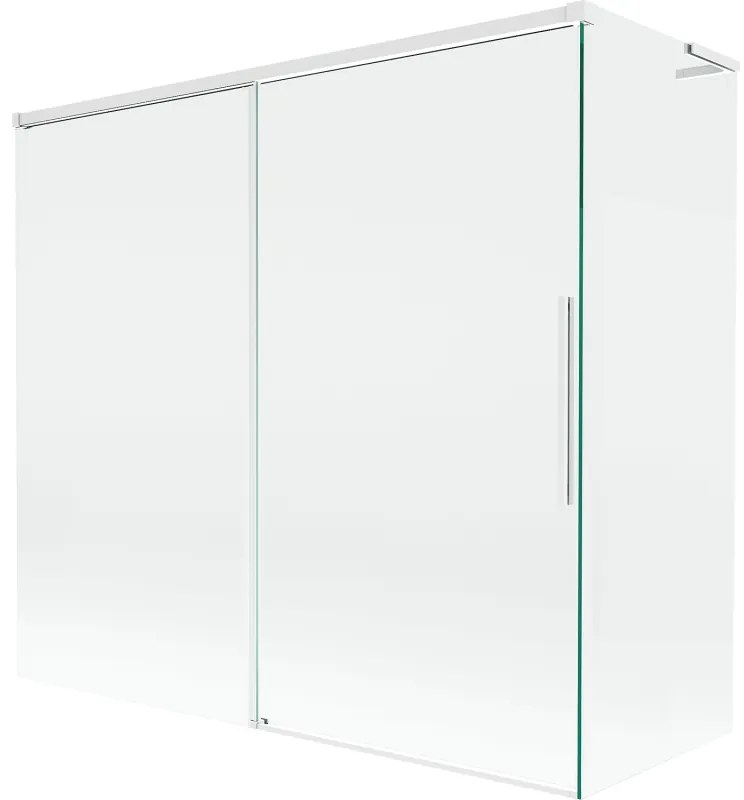 Mexen Rox L parawan nawannowy 2-skrzydłowy rozsuwany 170 + 70 x 150 cm, transparent, biały - 8C9L-170-070-20-00