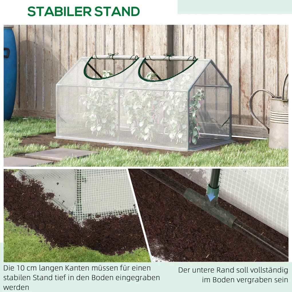 Outsunny Szklarnia Foliowa z Okienkiem PE Cieplarnia na Pomidory 119x60x60cm Biała | Aosom PL