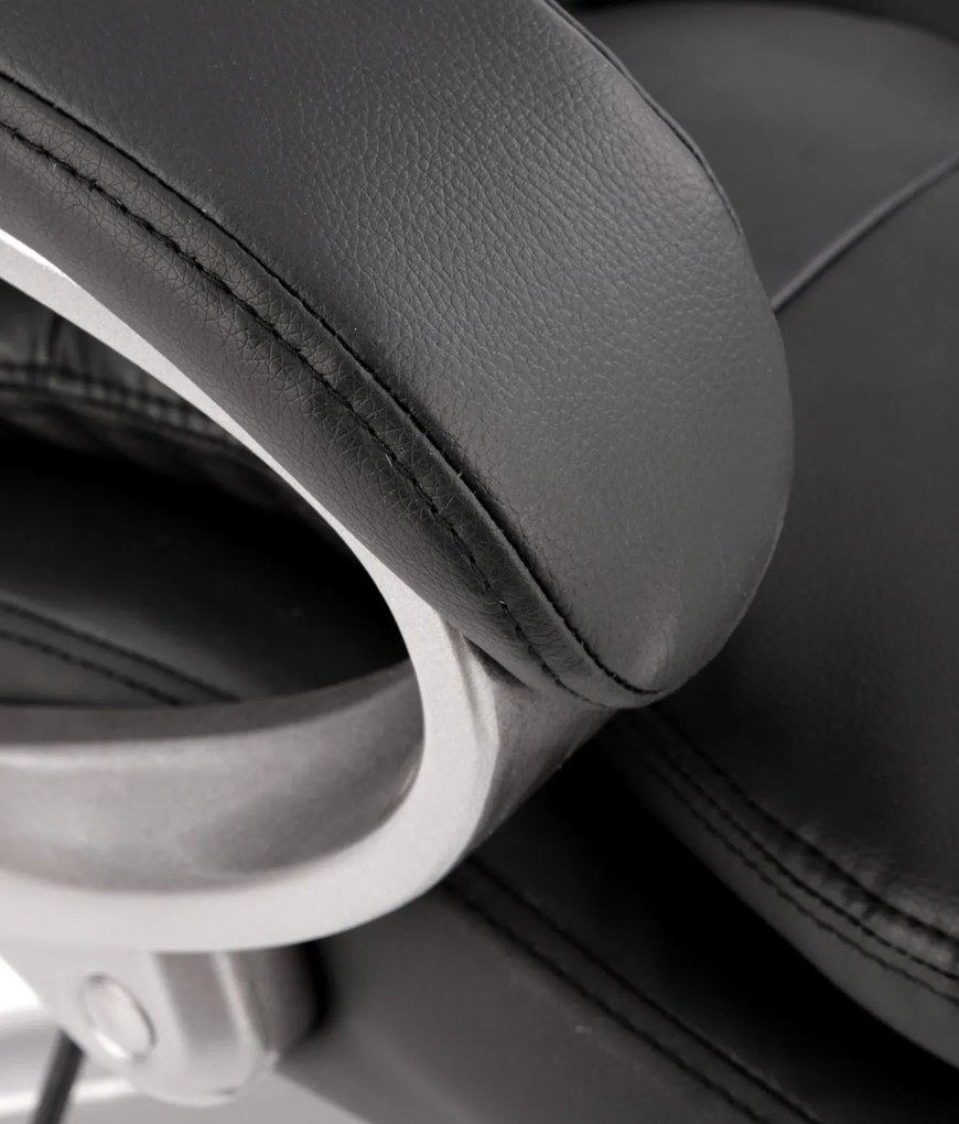 Wygodny fotel biurowy z czarnej ekoskóry Preston