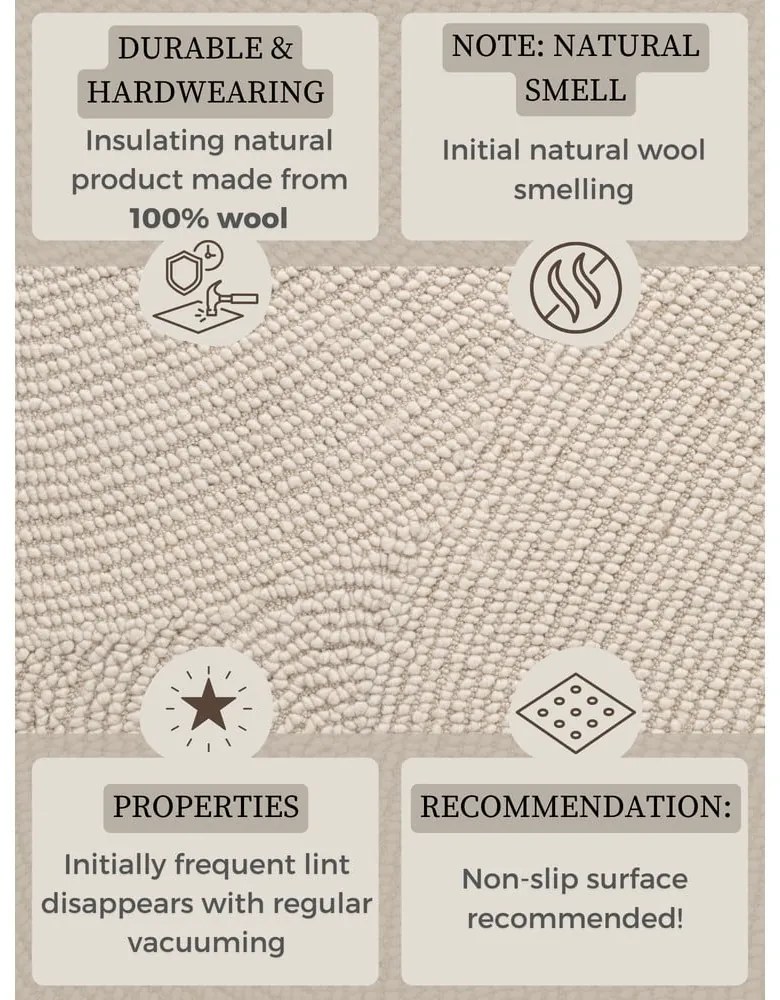 Wełniany okrągły dywan tkany ręcznie w jasnym naturalnym kolorze ø 150 cm Calmio – Hanse Home