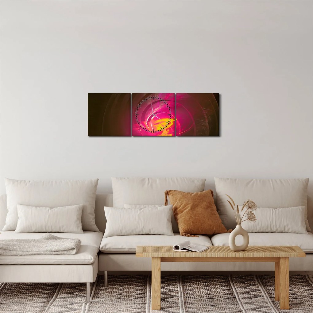 Obraz - abstrakcja spiralna (z zegarem) (90x30 cm)