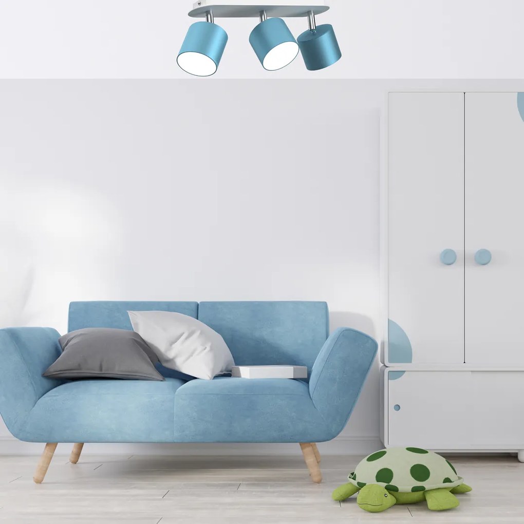 Lampa sufitowa DIXIE BLUE/WHITE 3xGX53, potrójna, na listwie niebieska, biała