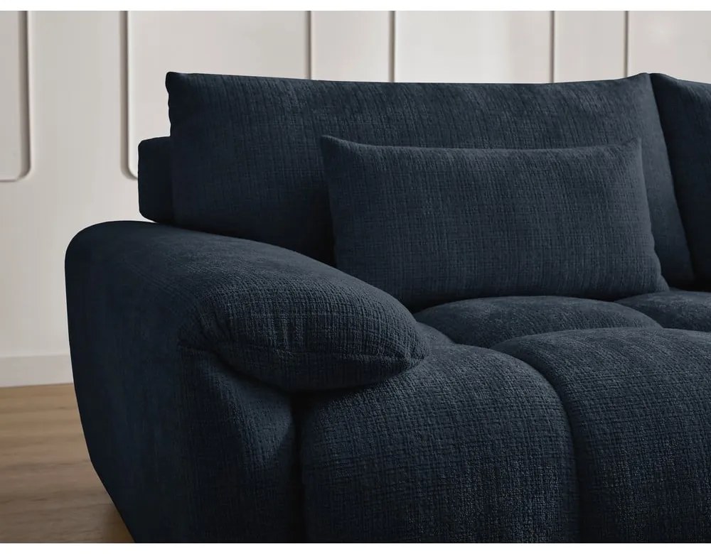 Ciemnoniebieska sofa z tkaniny szenilowej 264 cm Ivane – Bobochic Paris