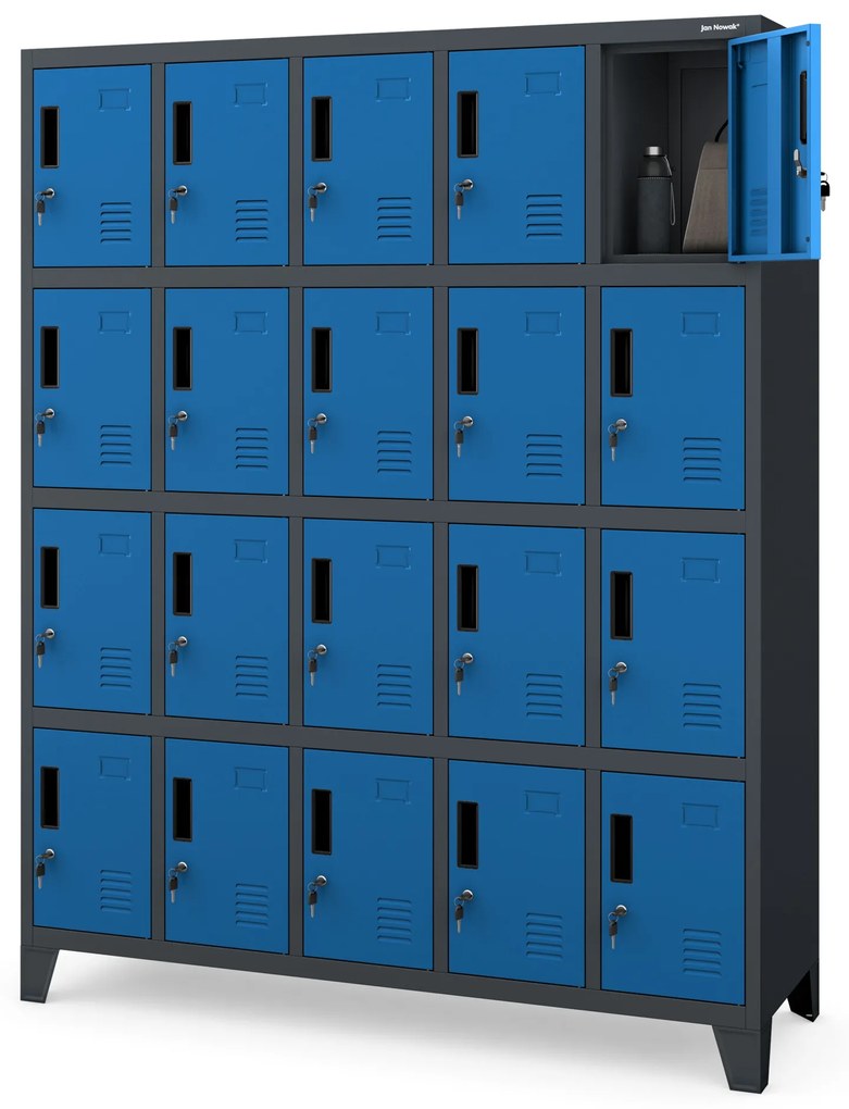 Szafa skrytkowa socjalna BHP antracytowo-niebieska: ROBERT 1360 x 1720 x 450 mm