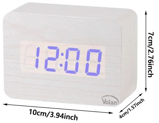 Zegar budzik drewniany led elektroniczny cyfrowy stojący - termometr + data