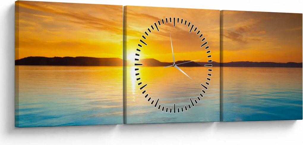 Obraz wschodu słońca (z zegarem) (90x30 cm)