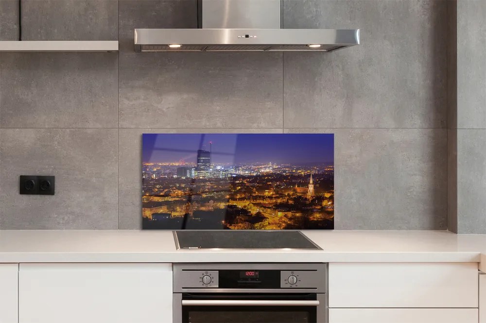 Panel szklany do Kuchni Nocna Panorama Gdańska
