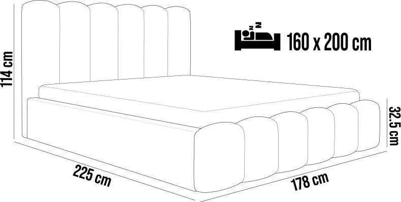 Łóżko Mona V 160 w tkaninie Magic Velvet 2240