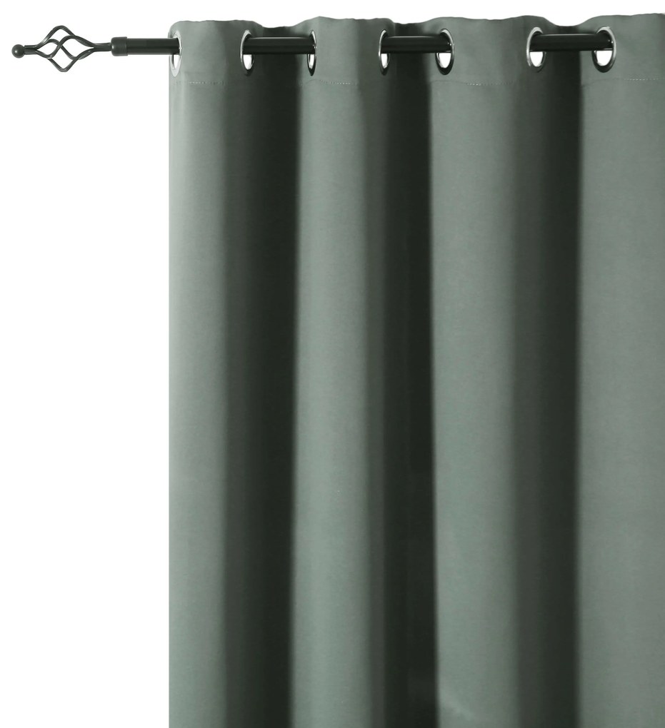 Szaro-zielona zasłona OXFORD 140x250 cm Zawieszanie: Metalowe pierścienie